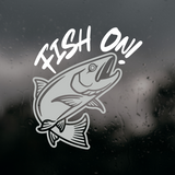 Die Cut Vinyl "Fish On" Jumping Fish Decal - Vehicle, Window, Tackle Box Decal