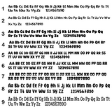 Alphabet and number set on a white background