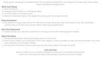 Instructions for applying an Oracle vinyl decal on a screen door with text and bullet points.