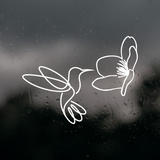 Humming Bird With Flower Line Art Decal - Waterproof Die Cut Vinyl Decal