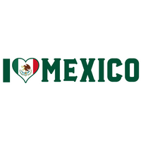 I love Mexico text with Mexican flag design on a white background