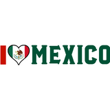 Heart-shaped design with Mexican flag colors and a crest, featuring the word 'MEXICO'.