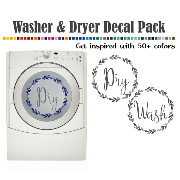 Dye Cut Vinyl Washer & Dryer Leaf Wreath Decal Pack