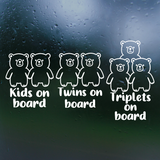 Bear Themed Kids / Twins / Triplets  On Board Die Cut Vinyl Decal