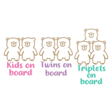 Bear Themed Kids / Twins / Triplets  On Board Die Cut Vinyl Decal
