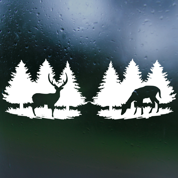 Dye Cut Vinyl Buck & Doe  Treeline Decal