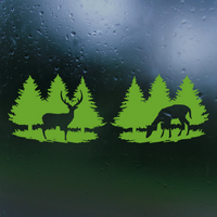 Die Cut Vinyl Buck & Doe  Treeline Decal - Vehicle Decal, Window Decal