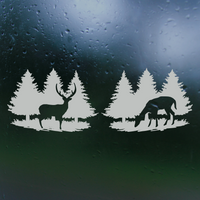 Die Cut Vinyl Buck & Doe  Treeline Decal - Vehicle Decal, Window Decal