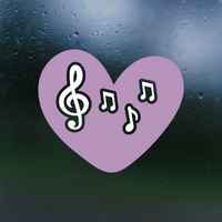 Die Cut Vinyl Music Heart Decal - Waterproof Vehicle, Window Decal