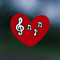 Die Cut Vinyl Music Heart Decal - Waterproof Vehicle, Window Decal