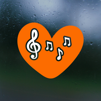 Die Cut Vinyl Music Heart Decal - Waterproof Vehicle, Window Decal