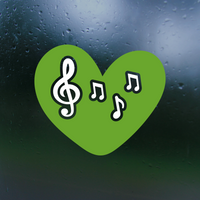 Die Cut Vinyl Music Heart Decal - Waterproof Vehicle, Window Decal