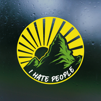 Funny Die Cut Vinyl Outdoor Scene "I Hate People" Decal