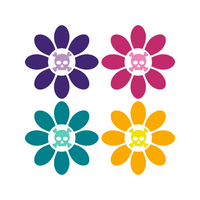 Die Cut Vinyl Punk Style Skull Flower Decal Stickers - Waterproof Vinyl Decals