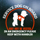 Waterproof Die Cut Vinyl Poodle Service Dog On Board Decal - Get Decaled