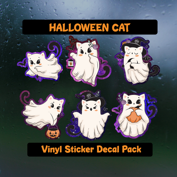 Cute Cat Halloween Vinyl Sticker Decal Pack