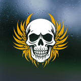 Die Cut Vinyl Customizable Skull With Tribal Wing  Decal - Waterproof Vinyl Decal Sticker