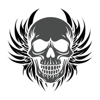 Die Cut Vinyl Customizable Skull With Tribal Wing  Decal - Waterproof Vinyl Decal Sticker