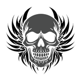 Die Cut Vinyl Customizable Skull With Tribal Wing  Decal - Waterproof Vinyl Decal Sticker