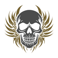 Die Cut Vinyl Customizable Skull With Tribal Wing  Decal - Waterproof Vinyl Decal Sticker