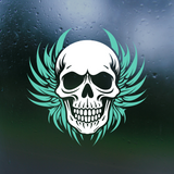Die Cut Vinyl Customizable Skull With Tribal Wing  Decal - Waterproof Vinyl Decal Sticker