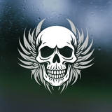 Die Cut Vinyl Customizable Skull With Tribal Wing  Decal - Waterproof Vinyl Decal Sticker