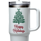 Die Cut Vinyl Decal - Victorian Tree Happy Holiday Decal