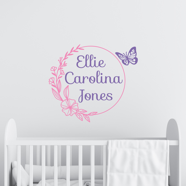 Die Cut Vinyl Customizable Floral Wreath Wall Decal
