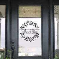 Customizable Die Cut Vinyl Boho Foliage Wreath Decal - Home Decor Decals