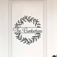 Customizable Die Cut Vinyl Boho Foliage Wreath Decal - Home Decor Decals