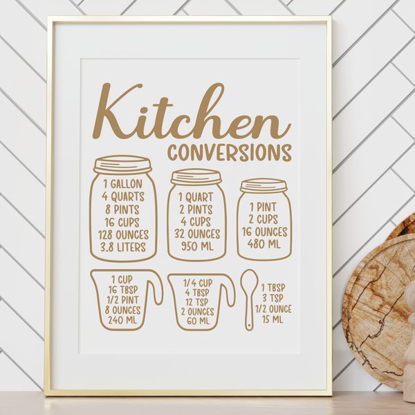 Die Cut Vinyl Kitchen Conversion Chart Decal