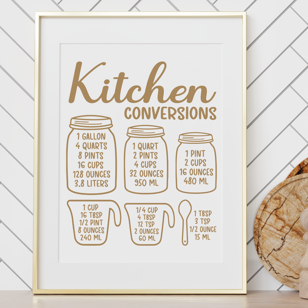 Dye Cut Vinyl Kitchen Conversion Chart Decal