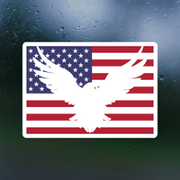 Waterproof Vinyl American Flag Sticker Decal With Eagle Silhouette - Vehicle / Window / Camper Decal