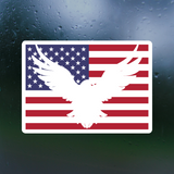 Waterproof Vinyl American Flag Sticker Decal With Eagle Silhouette - Vehicle / Window / Camper Decal