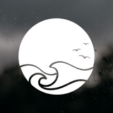 Die Cut Vinyl Sunset Wave Outdoor Scene Decal - Vehicle / Window Decal