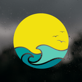 Die Cut Vinyl Sunset Wave Outdoor Scene Decal - Vehicle / Window Decal