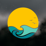 Die Cut Vinyl Sunset Wave Outdoor Scene Decal - Vehicle / Window Decal