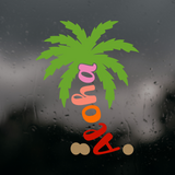 Aloha Palm Tree Summer Decal - Waterproof Die Cut Vinyl Decal