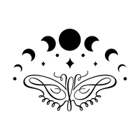 Moon Cycle With Line Art Butterfly Decal - Waterproof Die Cut Vinyl Decal for Cars, Trucks, Windows, Glass