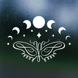 Moon Cycle With Line Art Butterfly Decal - Waterproof Die Cut Vinyl Decal for Cars, Trucks, Windows, Glass