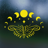 Moon Cycle With Line Art Butterfly Decal - Waterproof Die Cut Vinyl Decal for Cars, Trucks, Windows, Glass