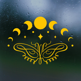 Moon Cycle With Line Art Butterfly Decal - Waterproof Die Cut Vinyl Decal for Cars, Trucks, Windows, Glass