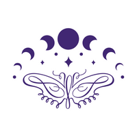 Moon Cycle With Line Art Butterfly Decal - Waterproof Die Cut Vinyl Decal for Cars, Trucks, Windows, Glass