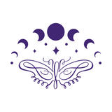 Moon Cycle With Line Art Butterfly Decal - Waterproof Die Cut Vinyl Decal for Cars, Trucks, Windows, Glass