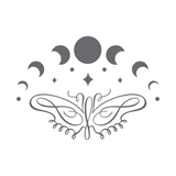 Moon Cycle With Line Art Butterfly Decal - Waterproof Die Cut Vinyl Decal for Cars, Trucks, Windows, Glass