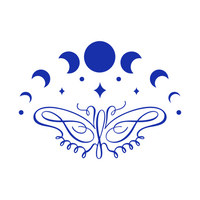 Moon Cycle With Line Art Butterfly Decal - Waterproof Die Cut Vinyl Decal for Cars, Trucks, Windows, Glass