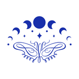 Moon Cycle With Line Art Butterfly Decal - Waterproof Die Cut Vinyl Decal for Cars, Trucks, Windows, Glass