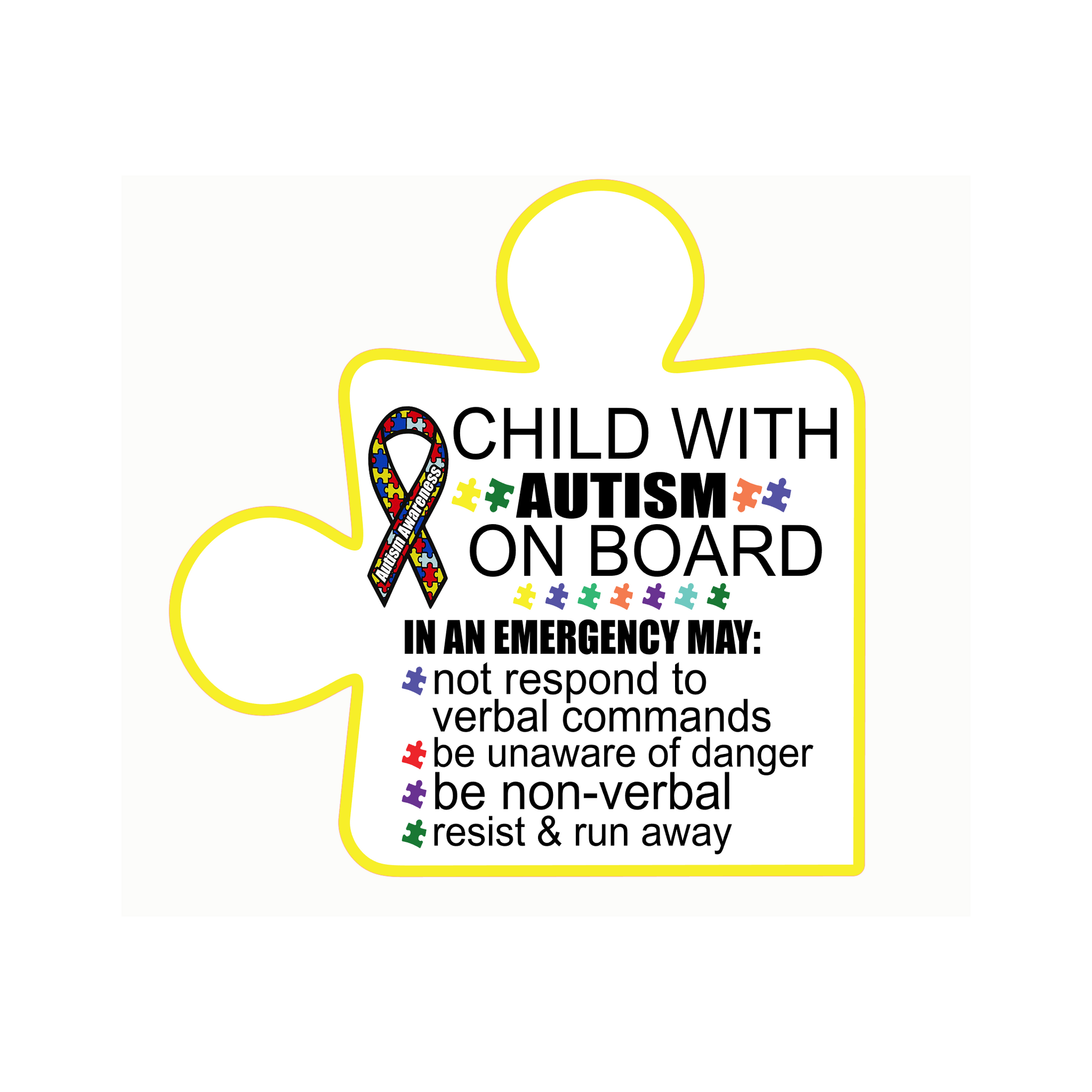 Autism Awareness Car Decal - 5 Inch Disability First Responder Emergency Sticker