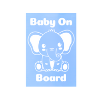 Die Cut Vinyl Elephant Baby On Board Decal - Waterproof Vehicle / Window Decal