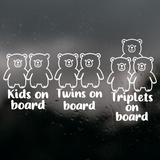 Bear Themed Kids / Twins / Triplets  On Board Die Cut Vinyl Decal